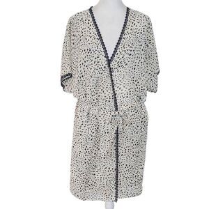 Forever Young Cream and Black Leopard Print Robe Size Medium Mini Leopard Robe